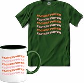 Flower power - T-shirt avec mug - Homme - Vert bouteille - Taille 4XL