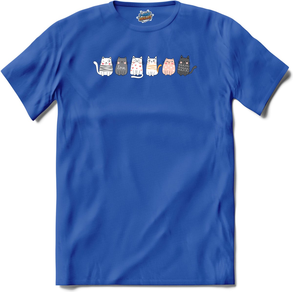 Katten vrienden - T-Shirt - Dames - Royal Blue - Maat L