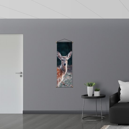 WallClassics - Affiche textile - Cerf sauvage - 40x120 cm Photo sur textile