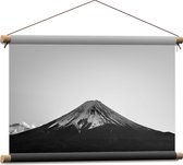 WallClassics - Textielposter - Berg met Sneeuwtop (zwart/wit) - 60x40 cm Foto op Textiel