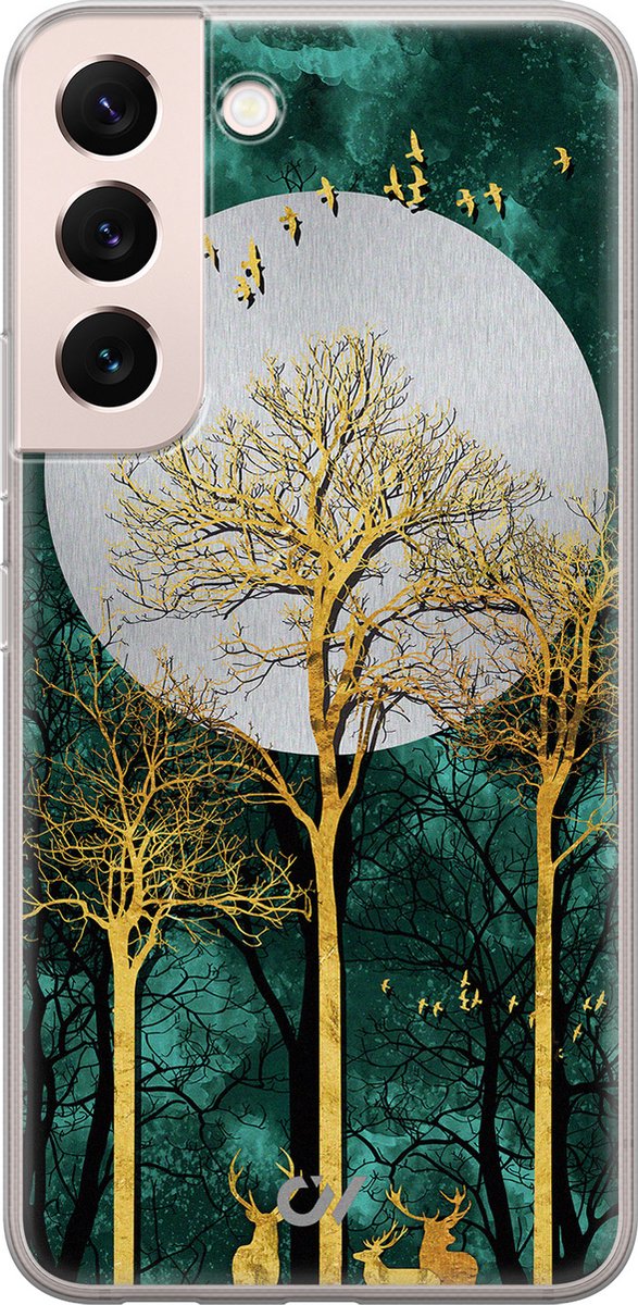 Hoesje geschikt voor Samsung Galaxy S22 hoesje - Noorderlicht - - Goud - - Casevibes