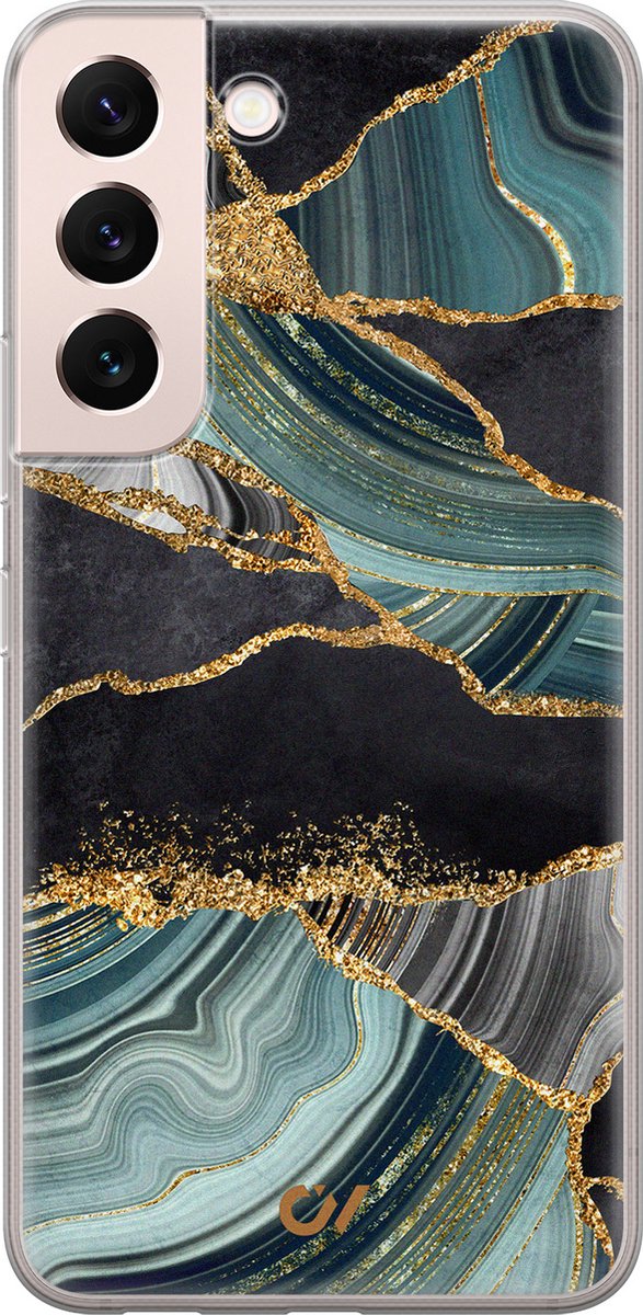 Hoesje geschikt voor Samsung Galaxy S22 hoesje - Marble Jade Stone - - Multi - - Casevibes