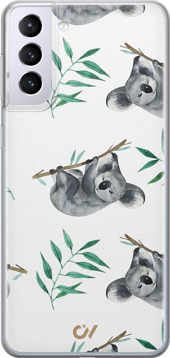 Hoesje geschikt voor Samsung Galaxy S21 hoesje - Koala Print - - Wit - - Casevibes