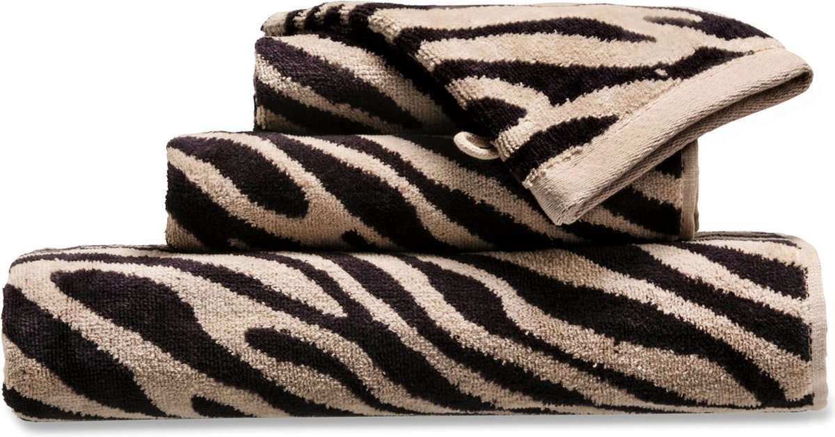 Blokker handdoek zebra - beige/zwart - 50x100 cm | bol