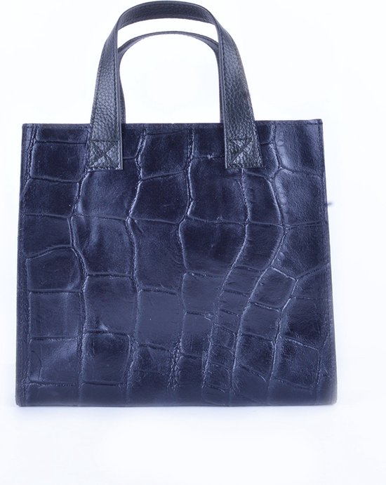 Dames Lederen Handtas /Made in Italië Donkerblauw