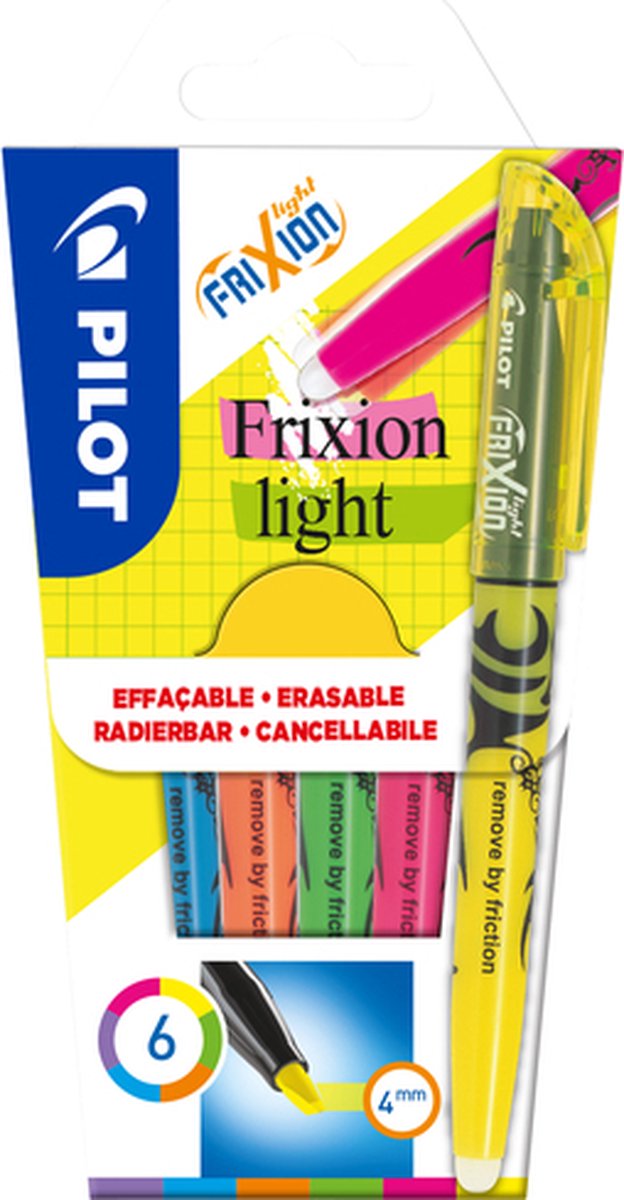 Pilot Frixion Light - Markeerstiften -  6 Kleuren in een doosje - Pilot