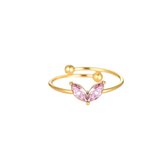 Bijoutheek Ring (Sieraad) Leaves Pink One Size