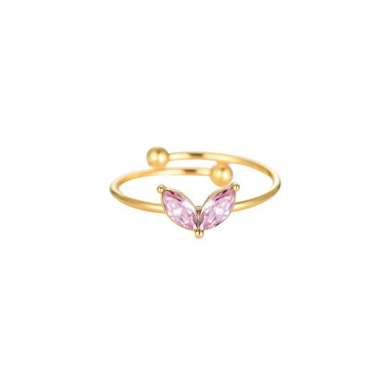 Bijoutheek Ring (Sieraad) Leaves Pink One Size