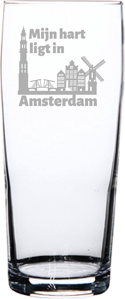 Gegraveerde bierfluitje 19cl Amsterdam