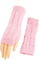 Winkrs© Roze gebreide polswarmers - Vingerloze handschoenen dames - Warme polsen & handen