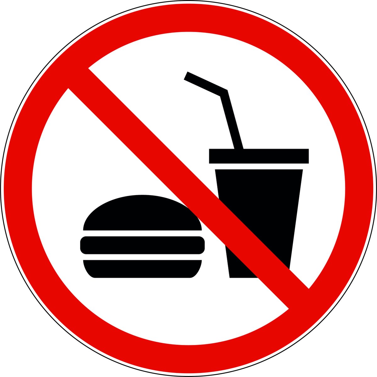 Eten en drinken verboden sticker 10cm - Sticker verboden Eten en drinken - Sticker geen eten en drinken - Verbodssticker - Eten en drinken verbod stickers - Sticker voor binnen en buiten
