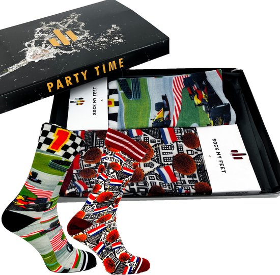 Sock My Feet geschenkdoos sokken heren 39 42 - cadeau voor man - duurzaam - naadloos - Formule 1 Bites