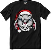 Flappy het kerst konijn - T-Shirt - Meisjes - Zwart - Maat 12 jaar