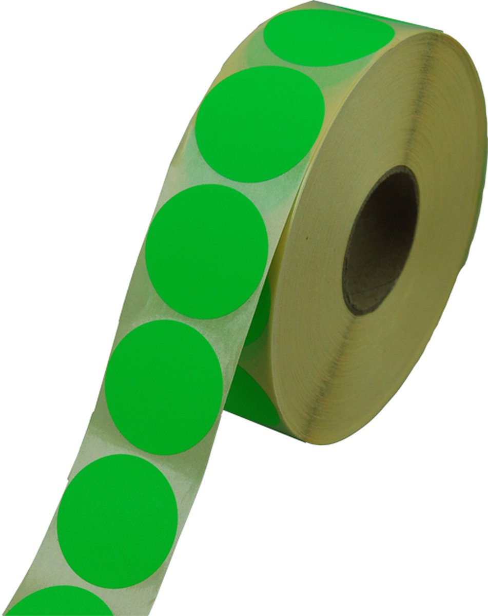 Etiket | Reclame-etiket | papier | ∅35mm | fluor/Groen | rol à 2000 stuks