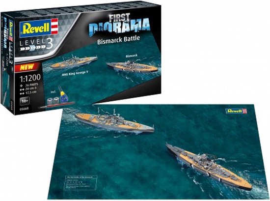 Revell Modelbouwpakket Diorama - 05668 First Diorama Set - Bismarck Battle - Starter Kit Plastic - 1:1200 -