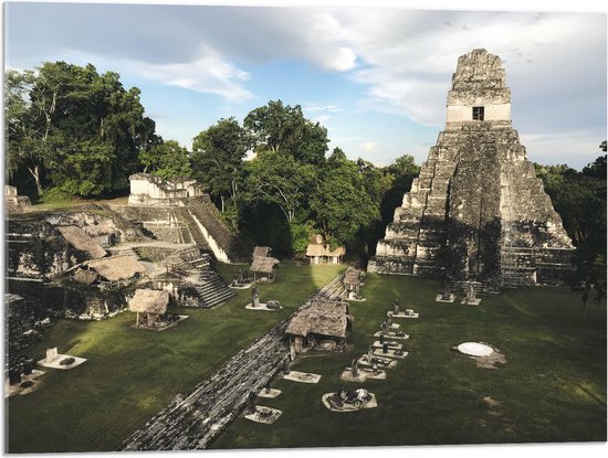 WallClassics - Acrylglas - Piramide van de Grote Jaguar - Guatemala  - 80x60 cm Foto op Acrylglas (Met Ophangsysteem)