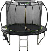 Trampoline - met veiligheidsnet en ladder - 244 cm - zwart lime