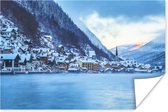 Poster Alpen - Dorp - Sneeuw - 120x80 cm