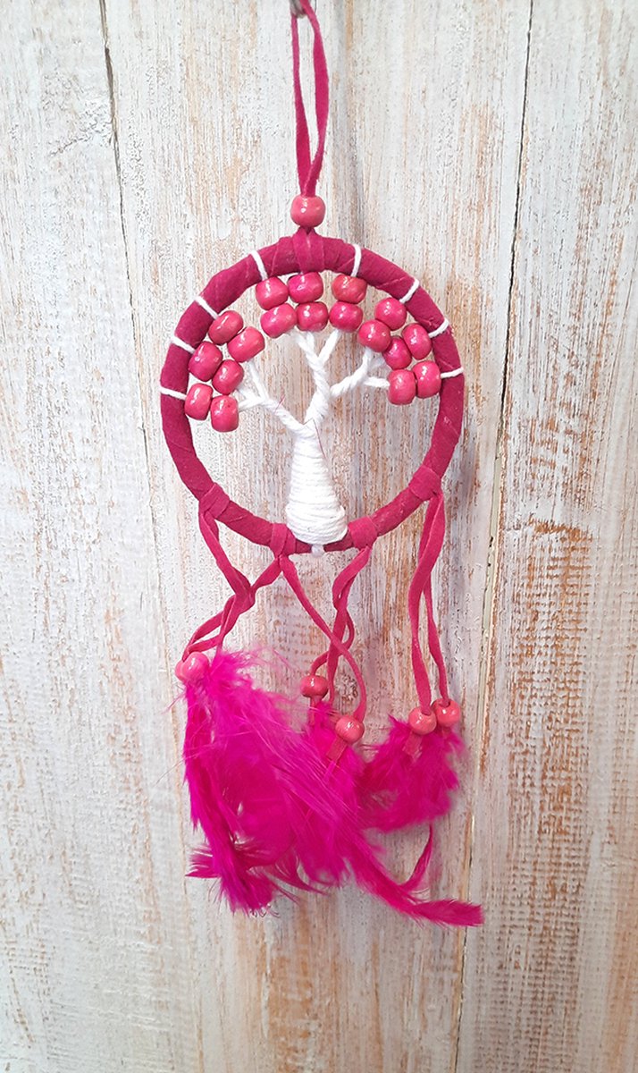Dromenvanger ±6cm zonder kleintjes (Tree of life) - roze