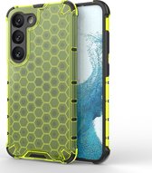 Mobigear Hoesje geschikt voor Samsung Galaxy S23 Telefoonhoesje Hardcase | Mobigear Honeycomb Backcover Shockproof | Schokbestendig Galaxy S23 Telefoonhoesje | Anti Shock Proof - Groen