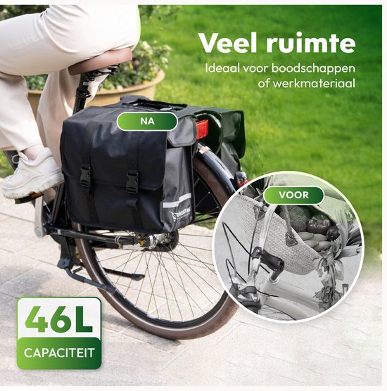 Ekostar® Double Sacoche de vélo - 46 L - Matériau imperméable - Noir - Sacoches de
