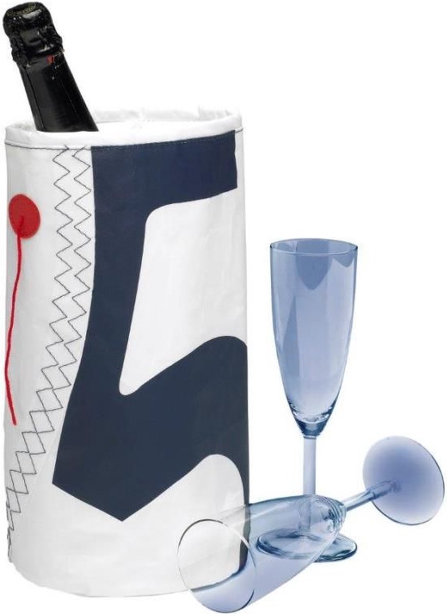Zeildoek wijnkoeler voor 1 fles Navy