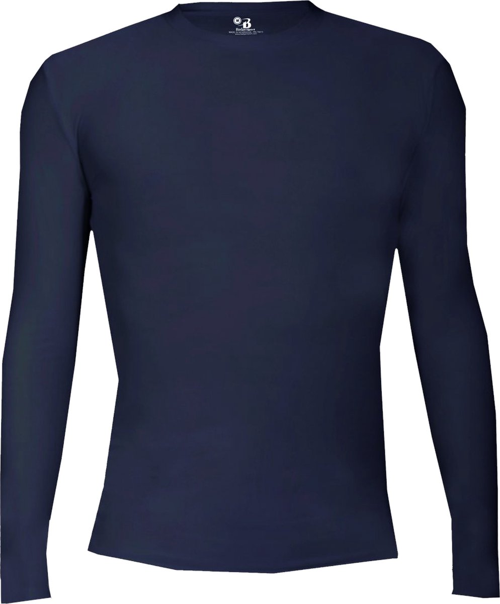 BADGER SPORT - Shirt Met Lange Mouwen - Pro Compression - Diverse Sporten - Volwassenen - Polyester/Elastaan - Heren - Ronde Hals - Ondershirt - Zweet Afvoerend - Donkerblauw - Medium