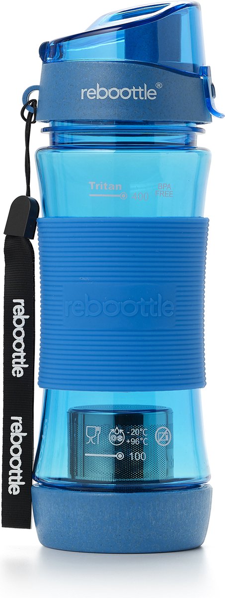 Reboottle - Tea - Drinkfles met theefilter - Theefles - 450ml - Blauw