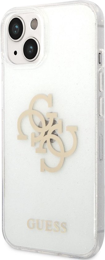 Guess 4G Logo Glitter TPU Back Cover - Geschikt voor Apple iPhone 14 Plus (6.7") - Transparant