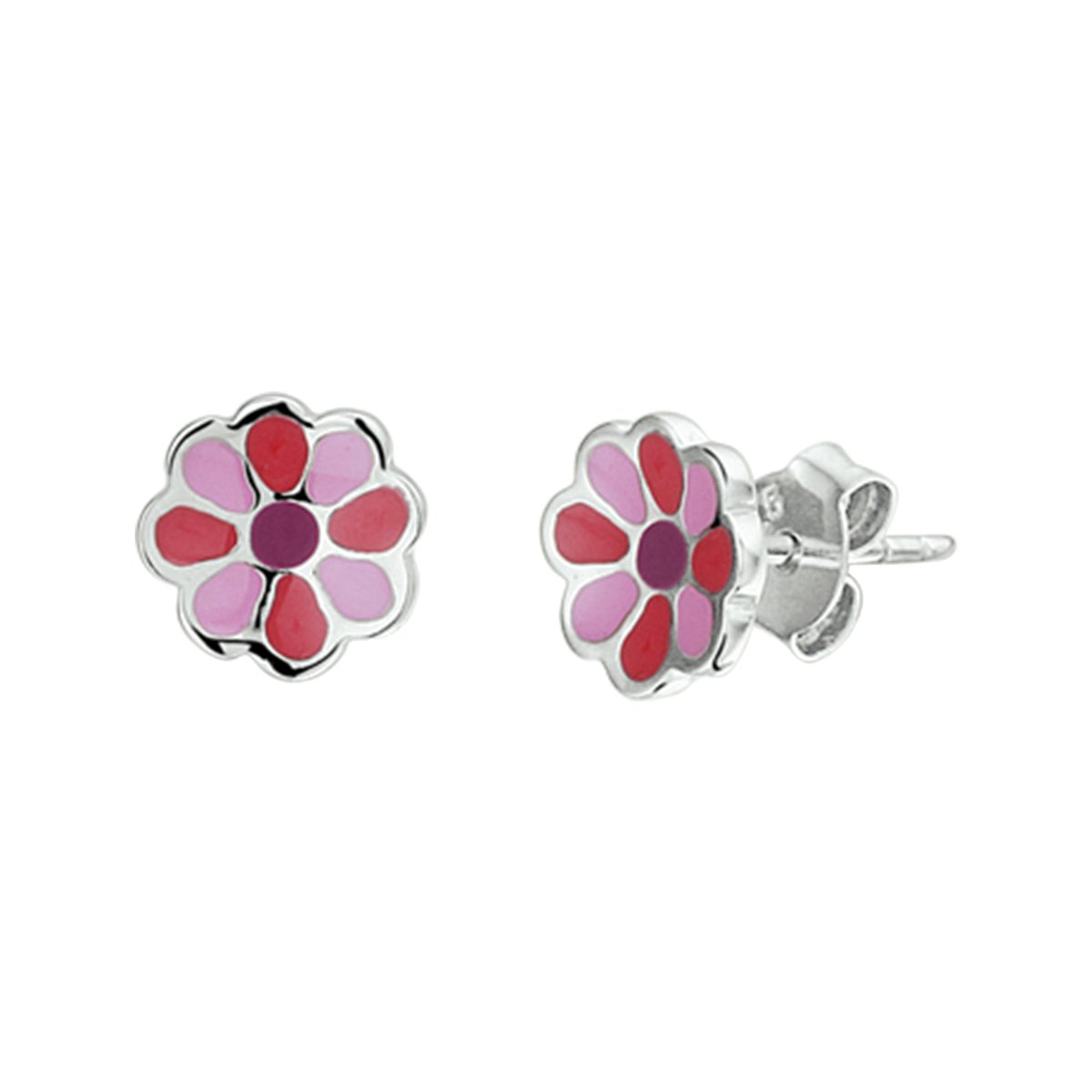 The Kids Jewelry Collection Oorknoppen Bloem - Zilver Gerhodineerd