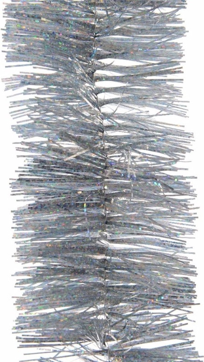 8x Kerstslingers glitter zilver 270 cm - Guirlande folie lametta - Zilveren kerstboom versieringen