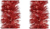 6x stuks rode folie slingers/guirlandes 270 x 10 cm - kerstboomslingers/kerstguirlandes - Kerstboomversiering rood
