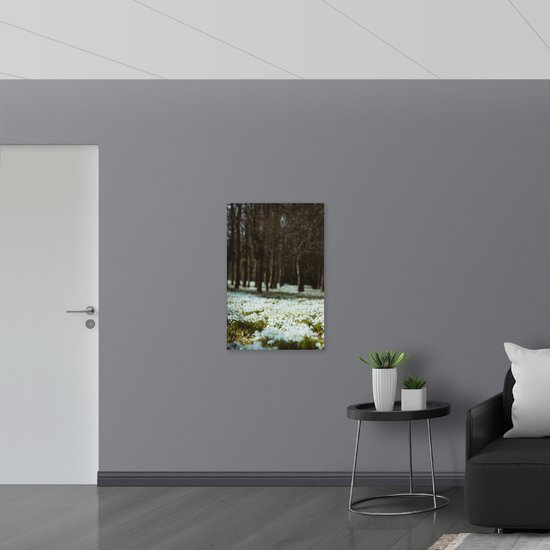 WallClassics - Drapeau - Champ de Fleurs Wit - 60x90 cm Photo sur drapeau en polyester