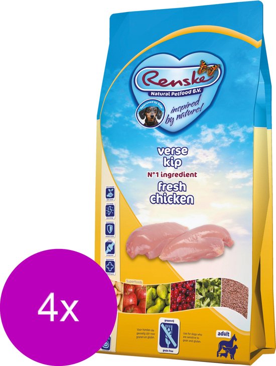 Renske Adult Kip - Hondenvoer - 4 x 2 kg Graanvrij