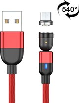 1m 3A-uitgang USB naar micro-USB 540 graden roterende magnetische datasynchronisatie-oplaadkabel (rood)