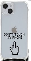 Smartphonehoesje Geschikt voor iPhone 14 Plus Telefoon Hoesje met doorzichtige rand Finger Don't Touch My Phone
