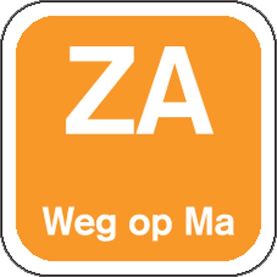Label - ZA weg op - papier - afwasbaar - 19x19mm - oranje - rol à 1000 stuks
