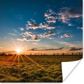 Poster Zonsondergang - Natuur - Wolken - Gras - 50x50 cm