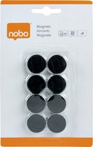 Magneet nobo 20mm zwart | Blister a 8 stuk | 10 stuks