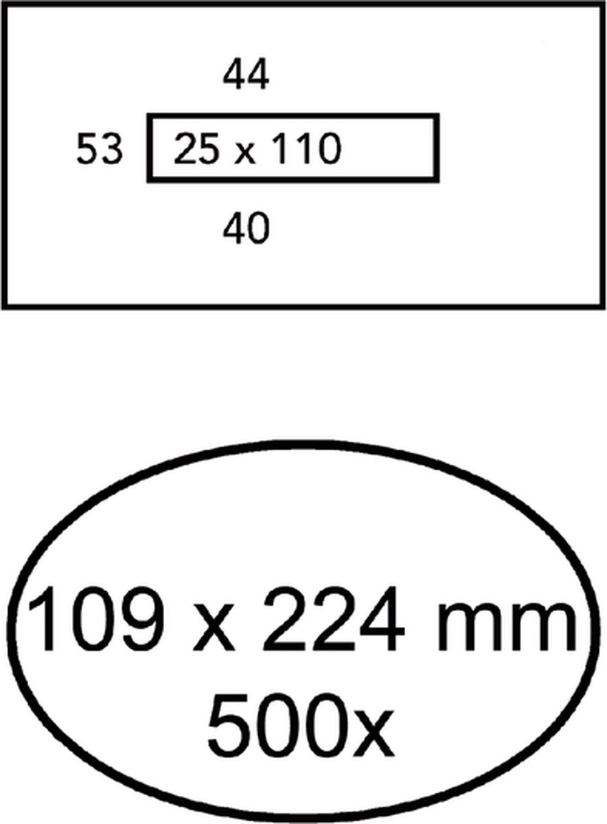 Envelop quantore 109x224mm vm 80gr wt 500st