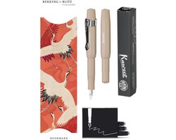 Kaweco - Vulpenset - 4delig - Vulpen Sport Skyline Macchiato Fountain Pen - Extra Fine - Nostalgic Octagonal Clip Chrome - Doosje zwarte vullingen - Bekking & Blitz Boekenlegger - nr27