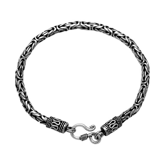 Zilveren armband dames | Zilveren armband in Bali stijl met bijzondere sluiting