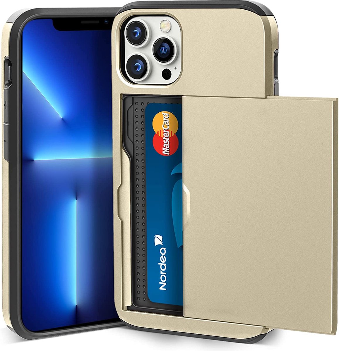 Backcover geschikt voor Apple iPhone 14 Pro - Goud - Hard PC - Pasjeshouder