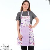 Tablier de cuisine Tulipa avec serviette violette | boulangerie | Tablier de cuisine - 55 x 75cm | Serviette - 30 x 50 | Tablier de cuisine dames | Tablier de cuisine pour femme | Coton