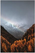 WallClassics - Poster (Mat) - Bomen op Berg en Rotsen - 40x60 cm Foto op Posterpapier met een Matte look
