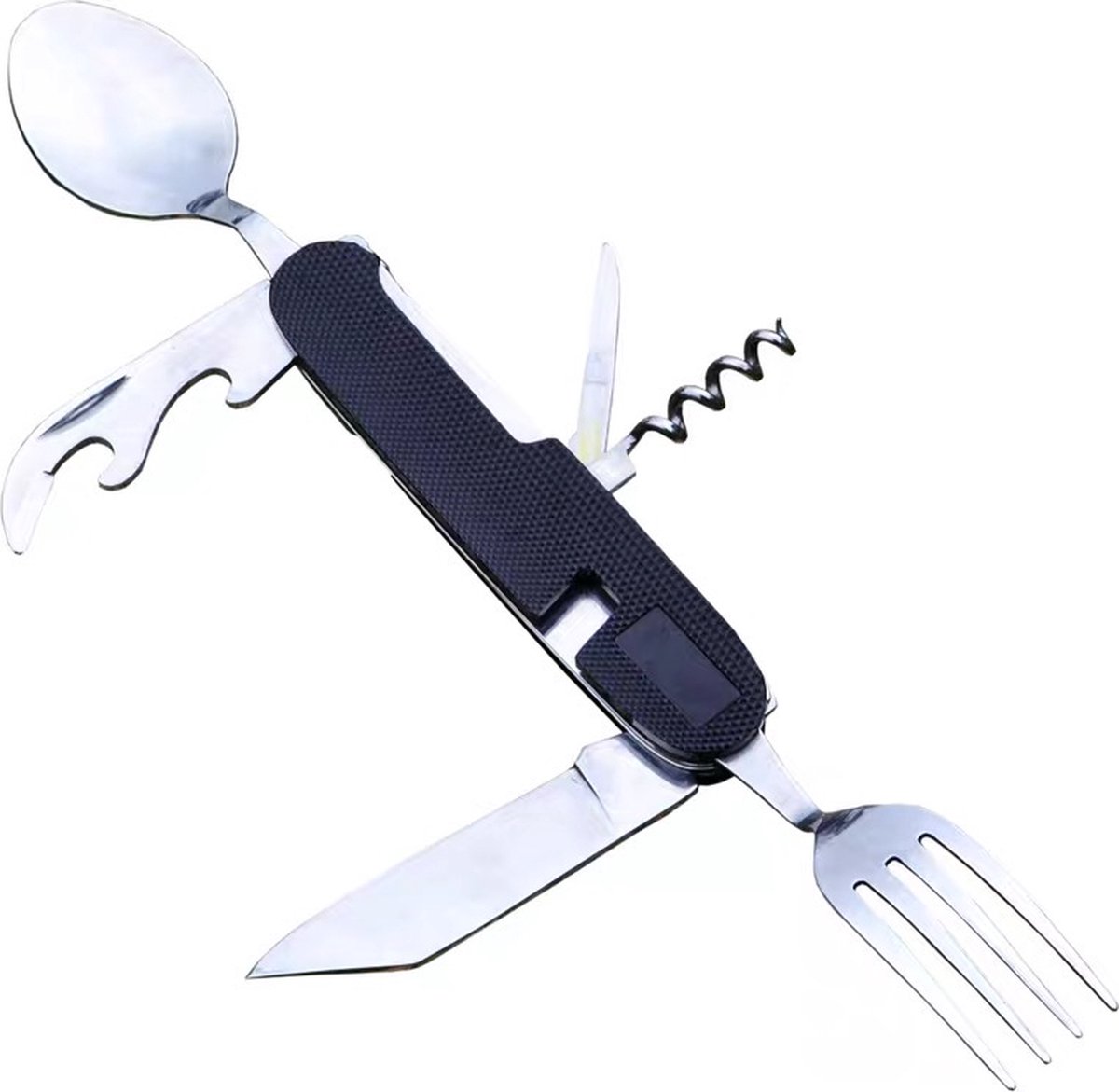 Nixnix - Opvouwbare vork - 6-in-1 Multi tool - Kamperen - Camping - Draagbare universele tool - Lepel - Mes