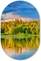 Ovale Mural - Décoration murale Plastique - Tableau Ovale - Water - Nature - Forêt - 60x90 cm - Forme miroir ovale sur plastique