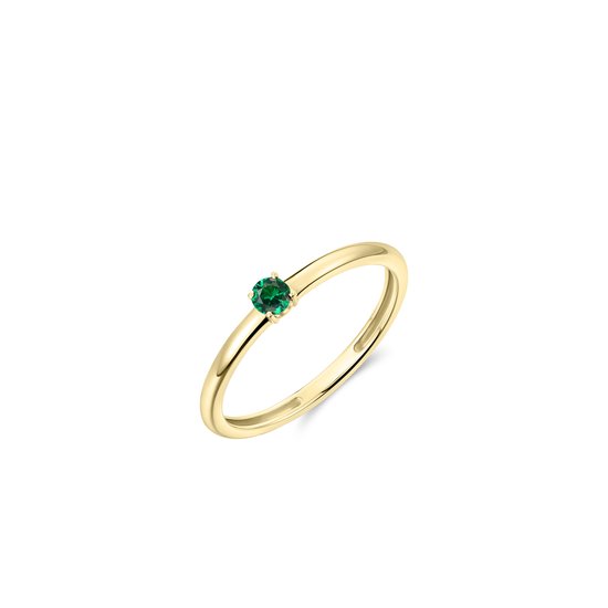 Daily Essentials solitaire ring | green stone 3 | 14k gold