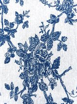 Tafelkleed Bloemen 250 x 145cm Linnen Katoen - Blauw Wit