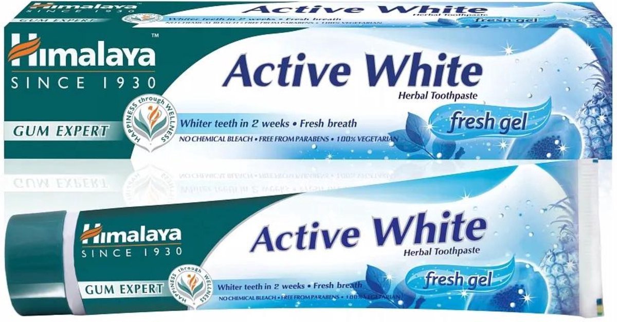 Goedkoopste Himalaya Herbals Active White Toothpaste Fresh Gel - Kruidentandpasta - Gezond Tandvlees en Wittere Tanden - Vegetarisch - Tandpasta Zonder Fluoride en Parabenen - 75ml